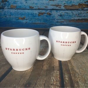 RARE Set of 2 White 2006 Starbucks Holiday Mugs Iridescent Ornaments Snowflakes